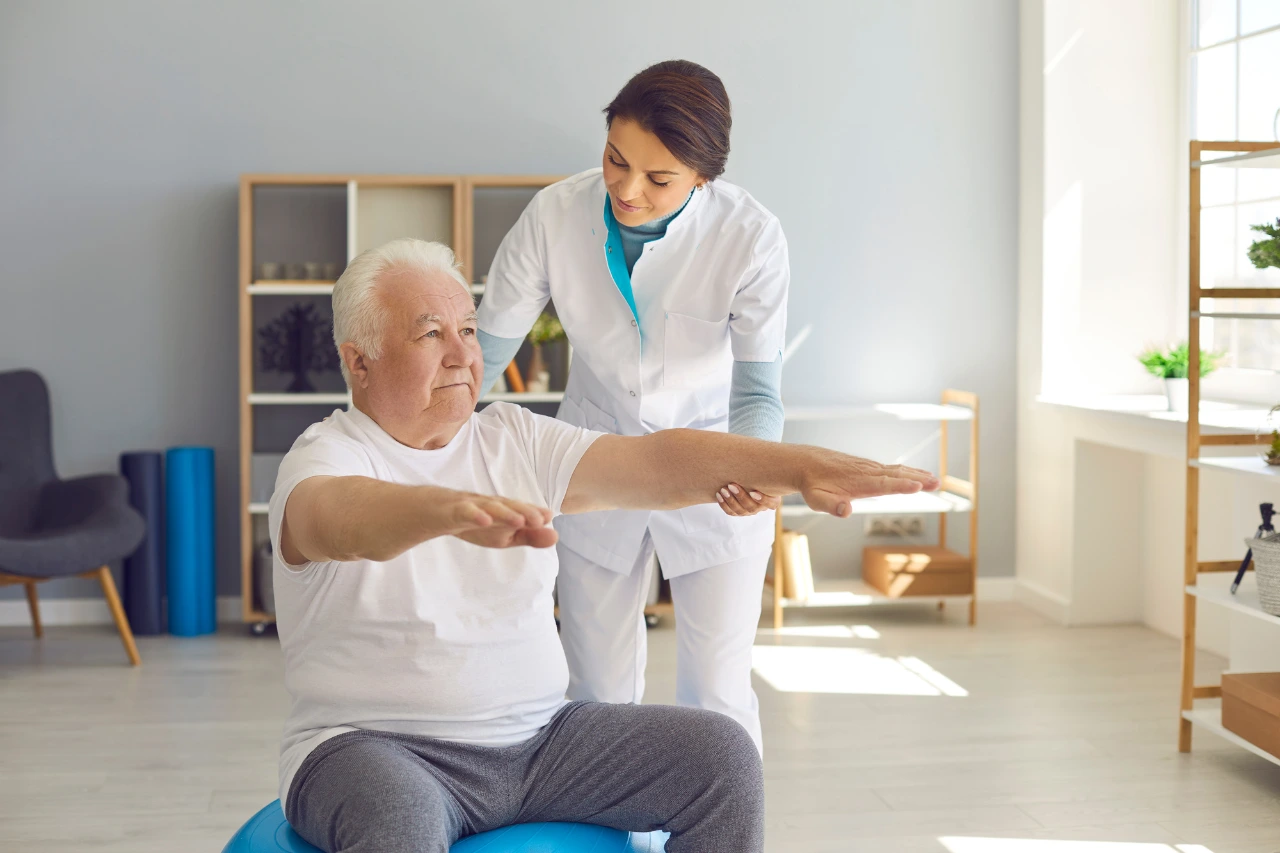 Physical therapy team reviewing patient records